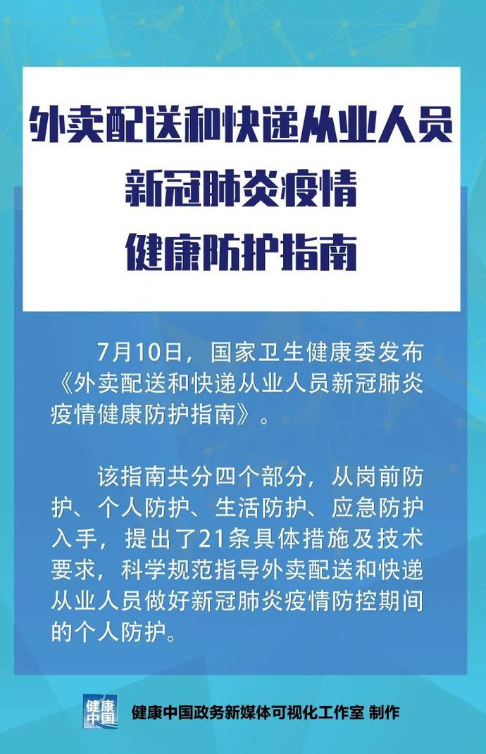 @外卖配送和快递从业人员，新冠肺炎疫情健康防护指南请查收