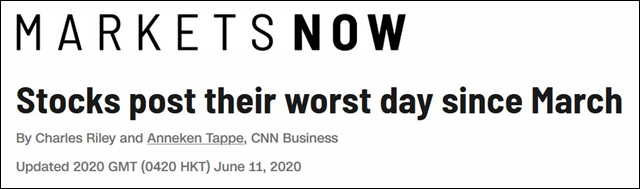 CNN报道截图&nbsp; “股市经历了三月来最差的一天”