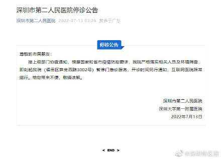 深圳市第二人民医院停诊公告