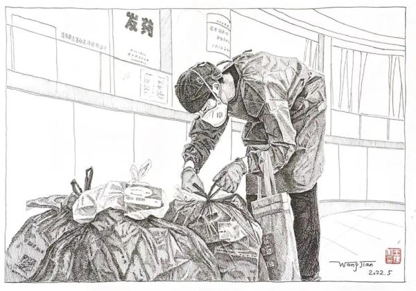 “口罩下的他们让人心疼” 青浦七旬老人用钢笔画致敬战“疫”英雄