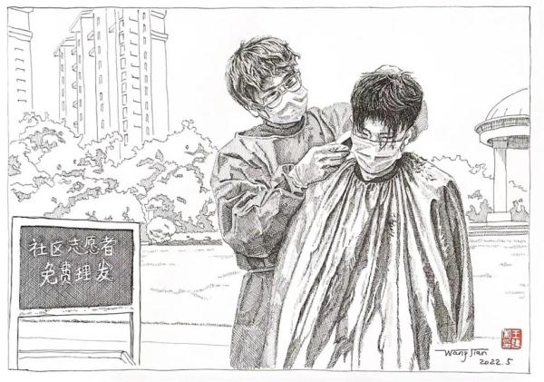 “口罩下的他们让人心疼” 青浦七旬老人用钢笔画致敬战“疫”英雄