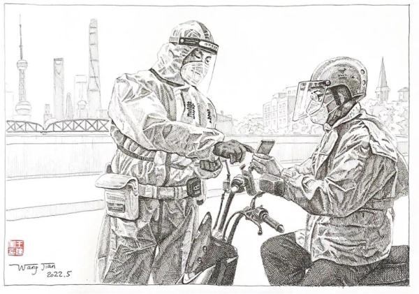“口罩下的他们让人心疼” 青浦七旬老人用钢笔画致敬战“疫”英雄