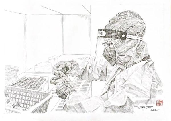 “口罩下的他们让人心疼” 青浦七旬老人用钢笔画致敬战“疫”英雄