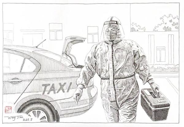 “口罩下的他们让人心疼” 青浦七旬老人用钢笔画致敬战“疫”英雄